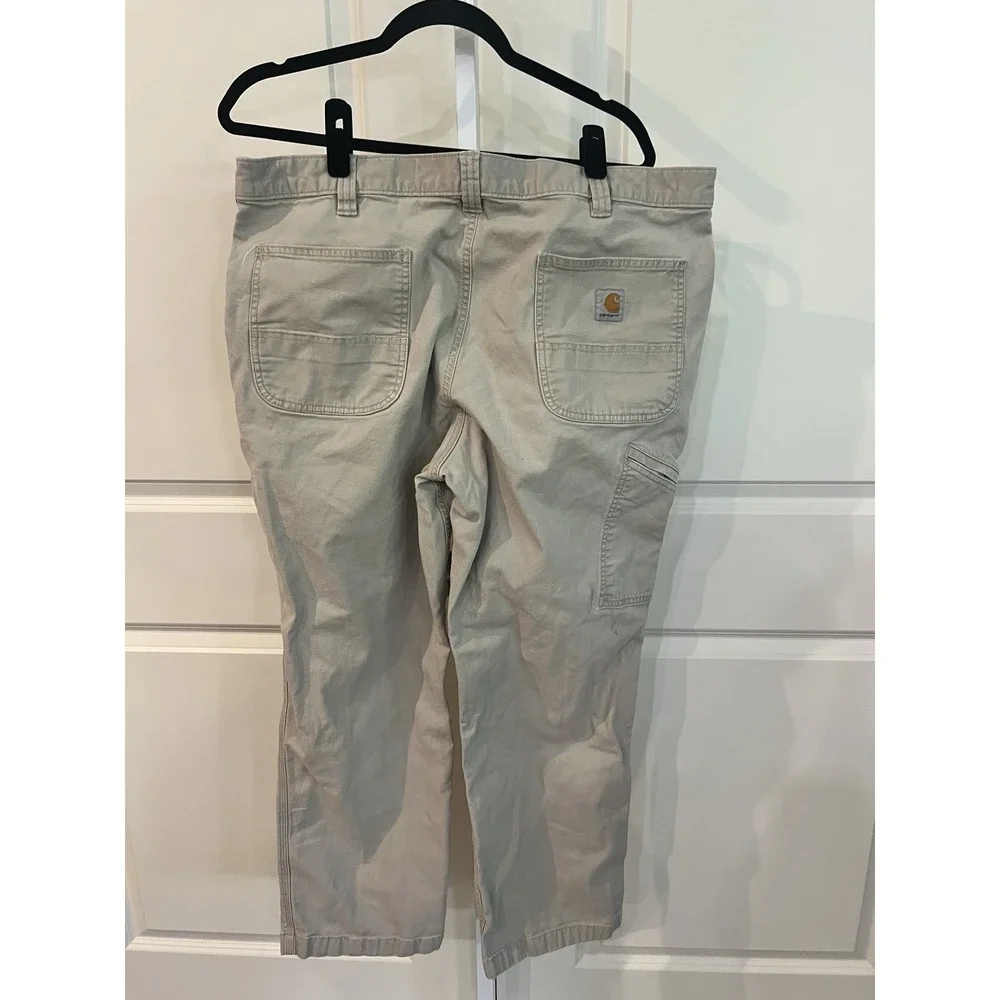 Carhartt Relaxed Fit Canvas Workwear Pants Beige 40W 30L Straight Flat Front